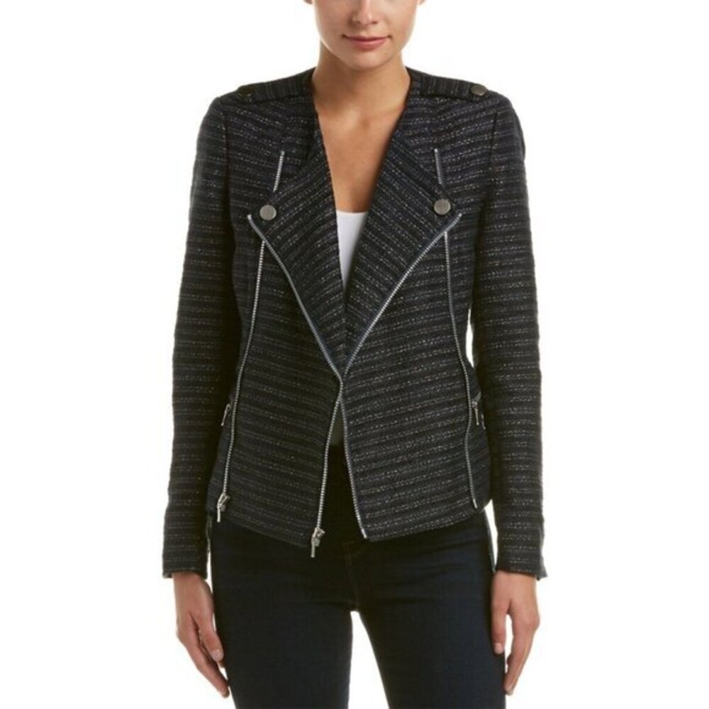 Tart Collections Blue Silver Amber Metallic Boucle Tweed Sz S Jacket $214 New